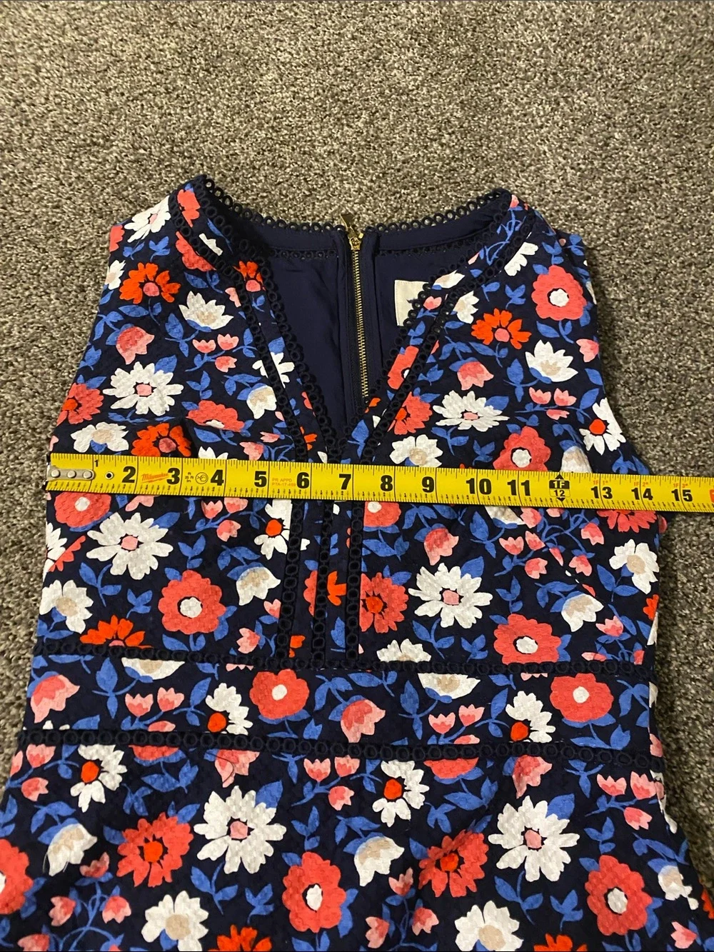 kate spade Navy Floral V-Neck Mini Dress with Red & White Blooms